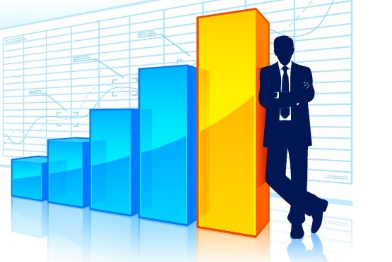 Statistical Charts And Graphs with Business Man