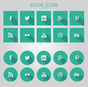 Flat Green Social Icons With Long Shadows