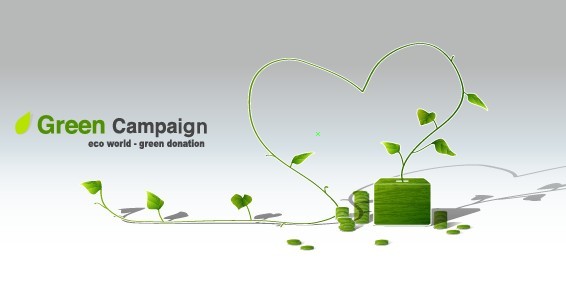Green ECO World Campaign Green Donation Vector Illustration
