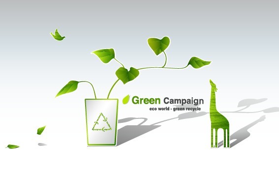 Green ECO World Campaign Green Recycle Vector Illustration