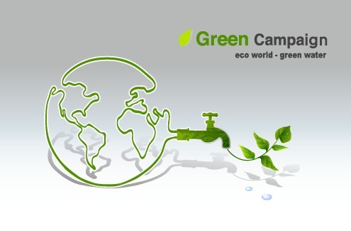 Green ECO World Campaign Green Water Vector Illustration