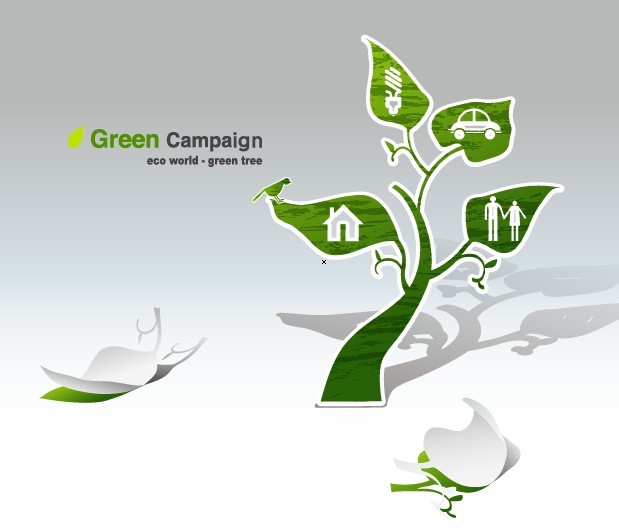 Green ECO World Campaign Green Tree Vector