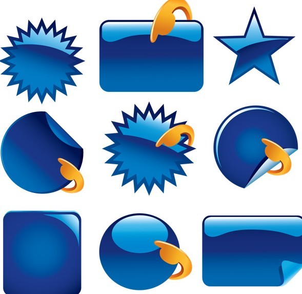 Set Of Vector Blue Glossy Label Sticker Templates