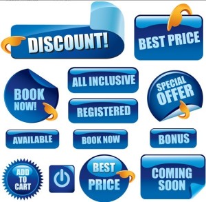 Set Of Vector Blue Glossy Retail Store Promotion Labels 01