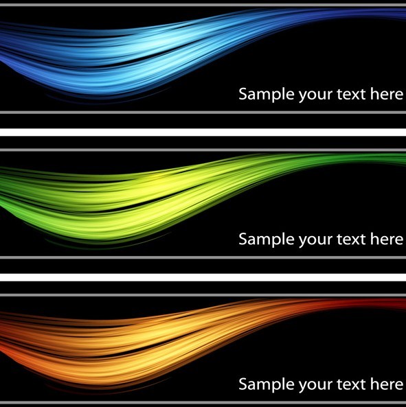 Set Of Vector Dark Banners with Bright Light Backgrounds 01