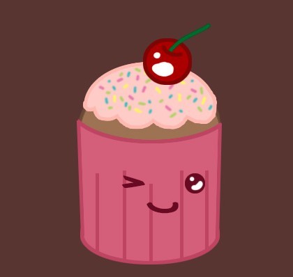 Cute Cartoon Cupcake PSD