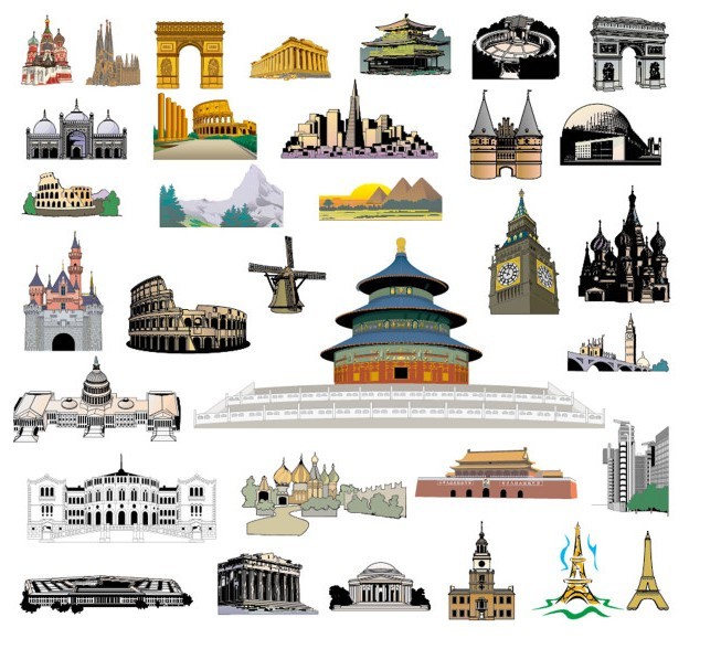 Set Of Vector World Famous Landmark Buildings
