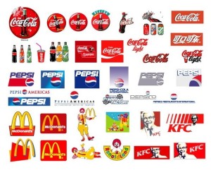 Set Of World's Popular Food and Drink Brand Logos Vector