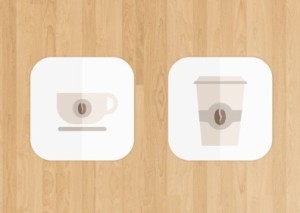 Folded Paper Coffee Icons PSD
