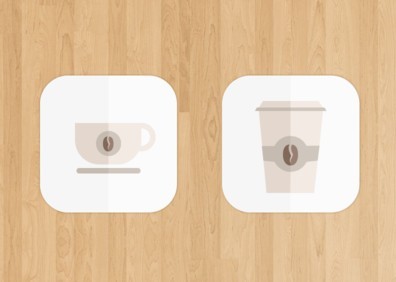 Folded Paper Coffee Icons PSD