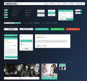 Flat Long Shadow Web UI Kit PSD