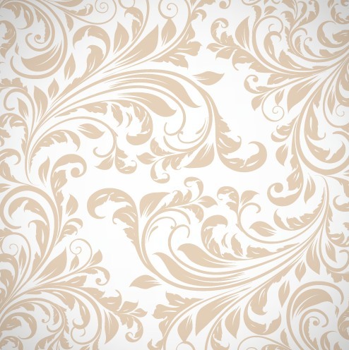 Light Brown Floral Swirls Pattern Vector