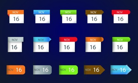 Set OF Vector Colored Infographic Calendar Labels 01