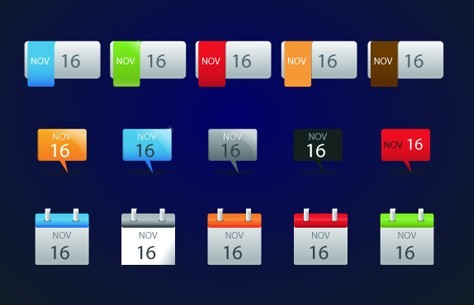Set OF Vector Colored Infographic Calendar Labels 03