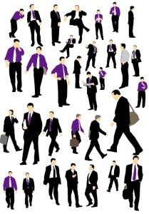 Set Of Vector Business Man Silhouettes