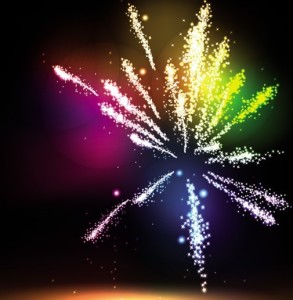 Colorful & Bright Fireworks Background Vector 01