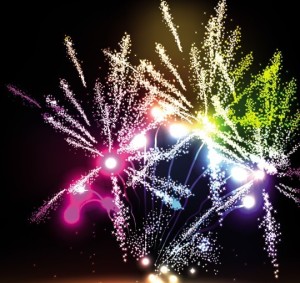 Colorful & Bright Fireworks Background Vector 02