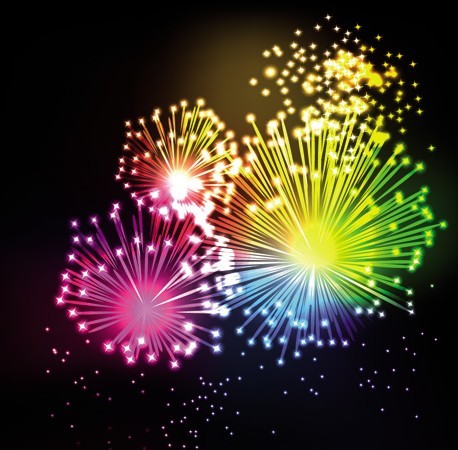 Colorful & Bright Fireworks Background Vector 03