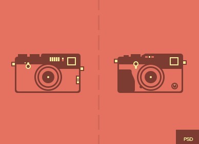 Flat Fujifilm Camera Icons PSD