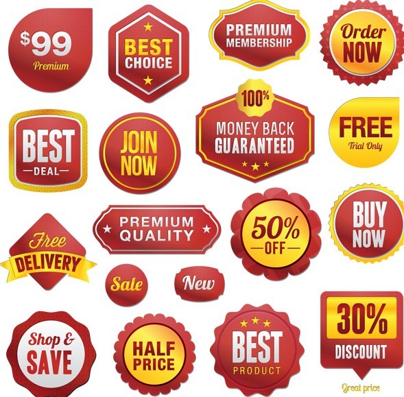 Set Of Vector Simple Promotion Label Stickers 02