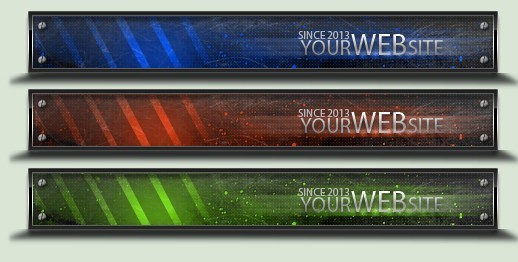 3 Metallic Banners PSD