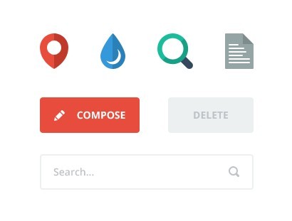 Minimal Flat UI Kit PSD