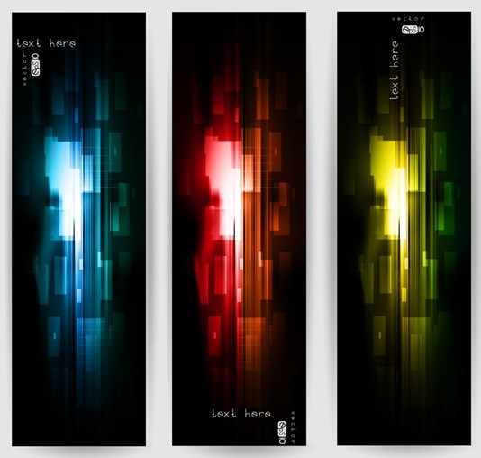 Set Of Vertical Banners With Colorful Abstract Waves Backgrounds 02