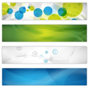 Set Of Vector Rounded Banners with Abstract Technology Backgrounds