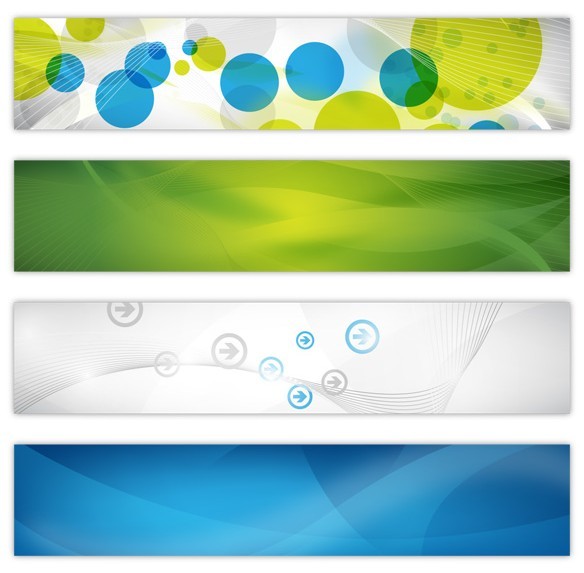 Set Of Vector Rounded Banners with Abstract Technology Backgrounds