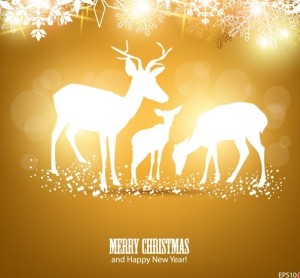 Bright Christmas Elk Card Background Vector 01