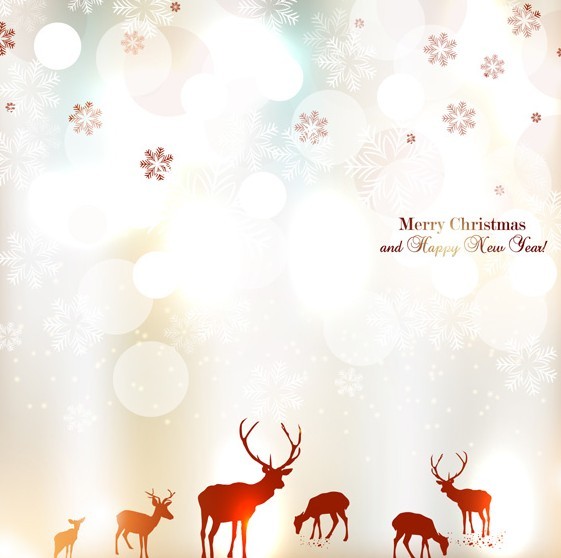 Bright Christmas Elk Card Background Vector 02
