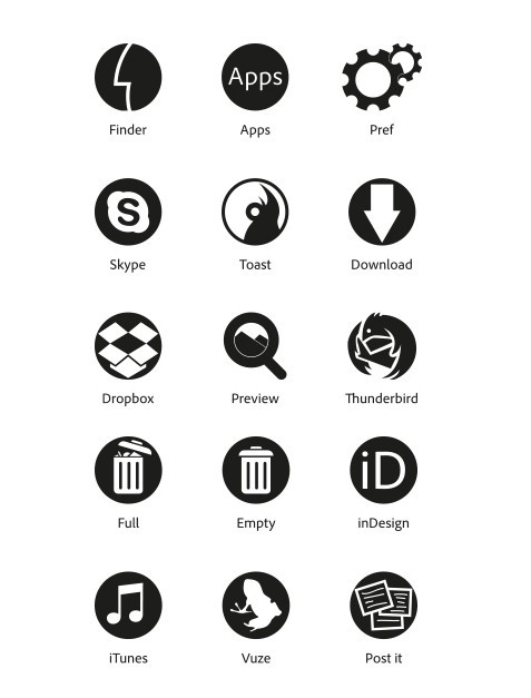 Minimal Black Flat Icon Set Vector