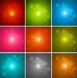 Set Of Glowing Halos and Radial Lights Background Vector