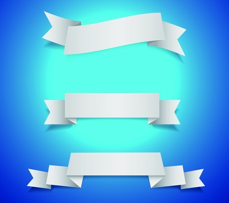 Set Of White Blank Ribbon Designs Vector 01