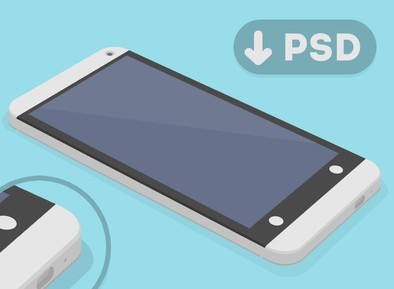 3D Flat HTC One PSD Mockup
