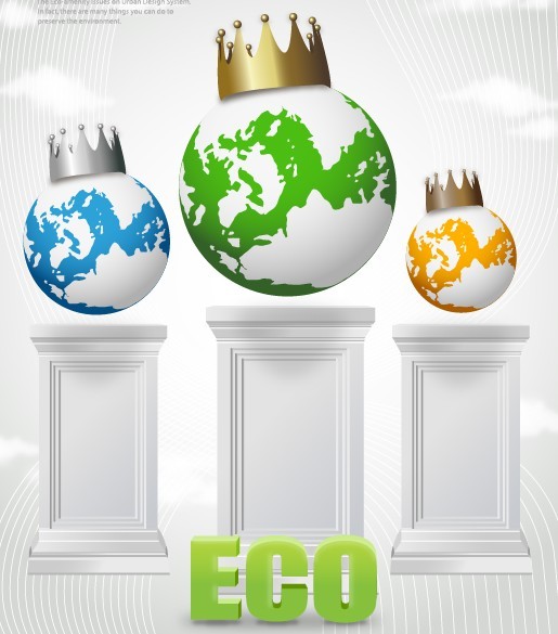 Green ECO Concept Earth with Crown Vector