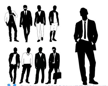 Modern City Man Silhouettes Vector 02