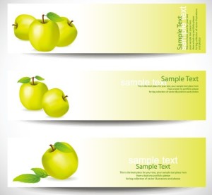 Set Of Green Apple Banners Vector