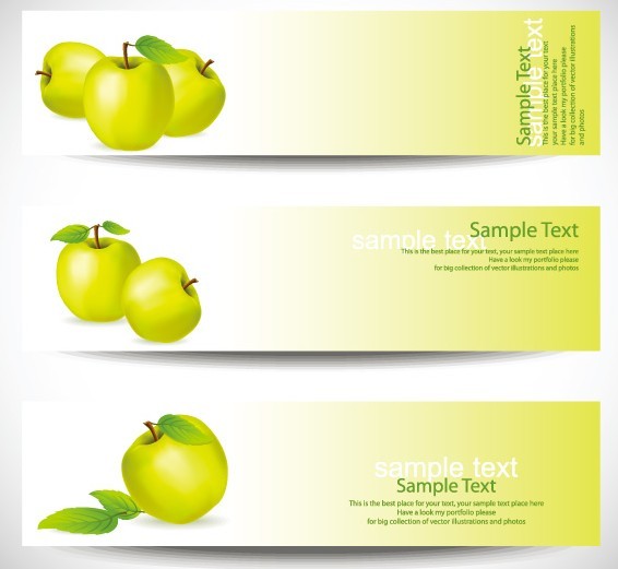 Set Of Green Apple Banners Vector