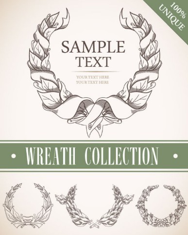 Set Of Vintage Wreath Designs Vector 01