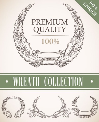 Set Of Vintage Wreath Designs Vector 02