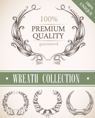 Set Of Vintage Wreath Designs Vector 03