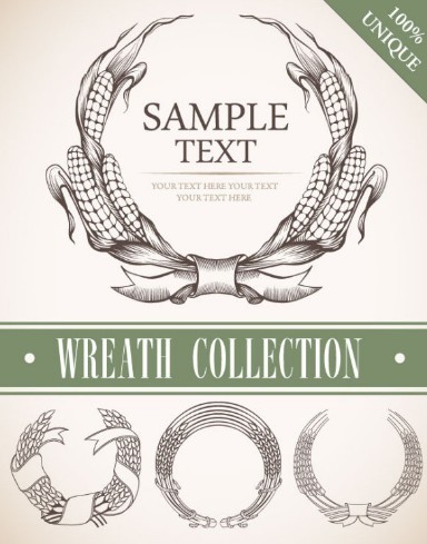 Set Of Vintage Wreath Designs Vector 04