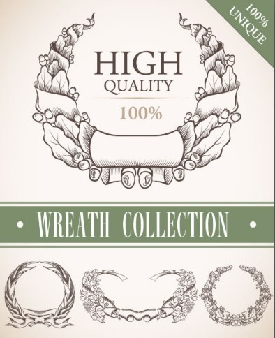 Set Of Vintage Wreath Designs Vector 05