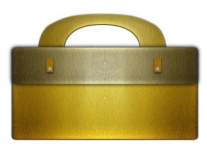 Yellow Leather Business Bag Icon Vector PSD