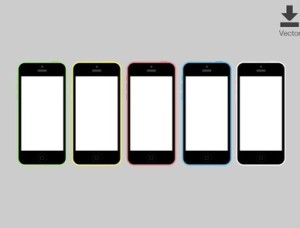 iPhone 5C Vector Template In 5 Colors