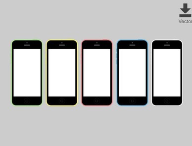 iPhone 5C Vector Template In 5 Colors
