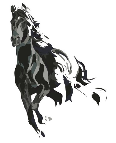 Ink Painting Galloping Horse Vector 01
