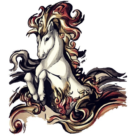Ink Painting Galloping Horse Vector 02