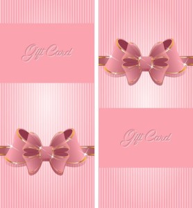 Sweet Gift Card with Shiny Bow Vector 01